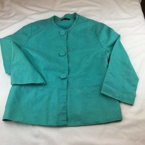 Women's Teal Rafaella Lined Jacket Button Front